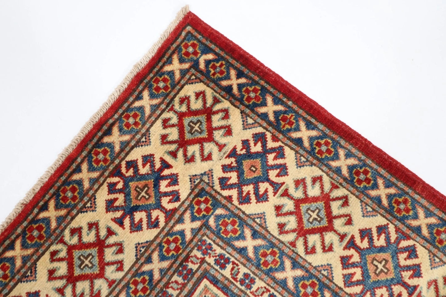 177 x 248 cm | Kazak Afghan Tribal Hand Knotted Veg Dye Wool Carpet