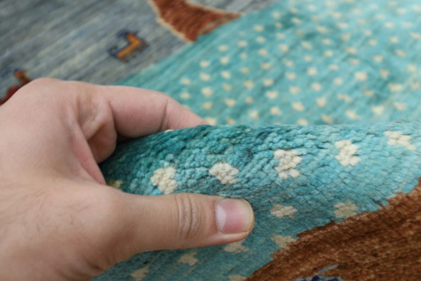 170 x 235 cm | Landscape Afghan Tribal Hand Knotted Veg Dye Wool Carpet