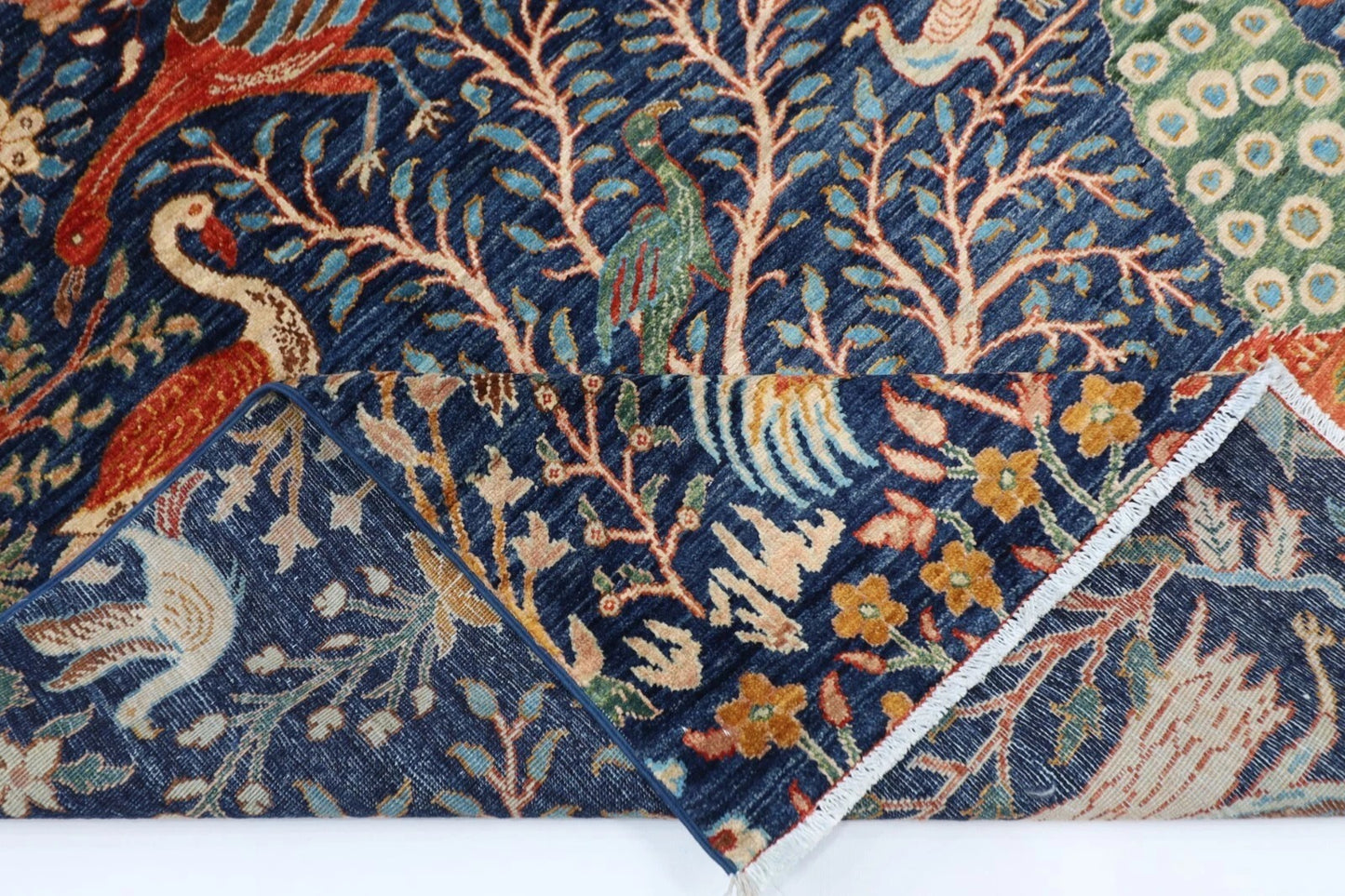 179 x 280 cm |  Birds Blue Afghan Tribal Hand Knotted Veg Dye Wool carpet