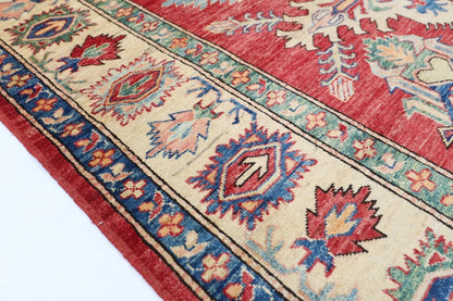 183 x 248 cm | Kazak Afghan Tribal Hand Knotted Veg Dye Wool Carpet