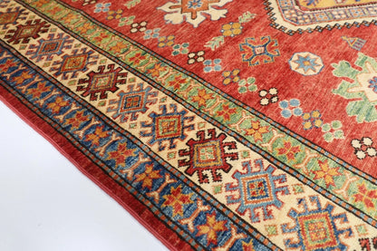 170 x 242 cm | Kazak Afghan Tribal Hand Knotted Veg Dye Wool Carpet