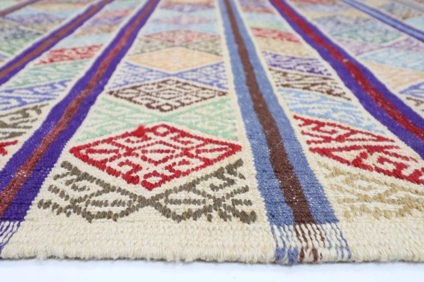 195 x 299 cm | Flat weaved Afghan Tribal Hand Knotted Carpet