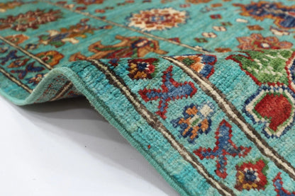 172 x 241 cm | Turquoise Afghan Tribal Hand Knotted Veg Dye Wool Carpet