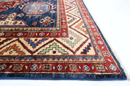 182 x 288 cm |  Kazak Blue Afghan Tribal Hand Knotted Veg Dye Wool carpet