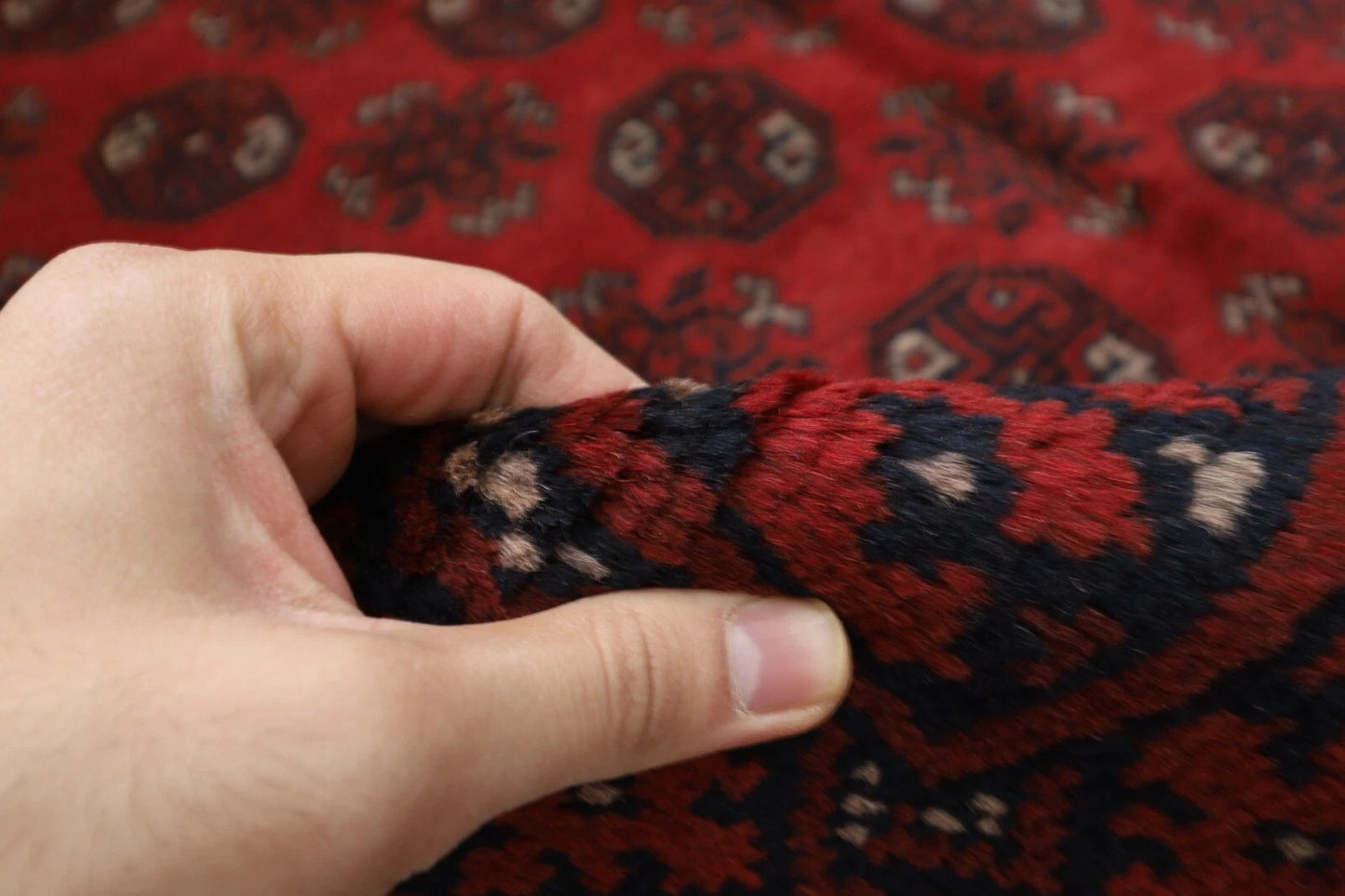 156 x 238 cm | Akja Bokhara Tribal Hand Knotted Veg Dye Wool Carpet