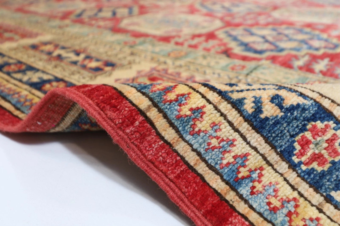 172 x 253 cm | Kazak Afghan Tribal Hand Knotted Veg Dye Wool Carpet