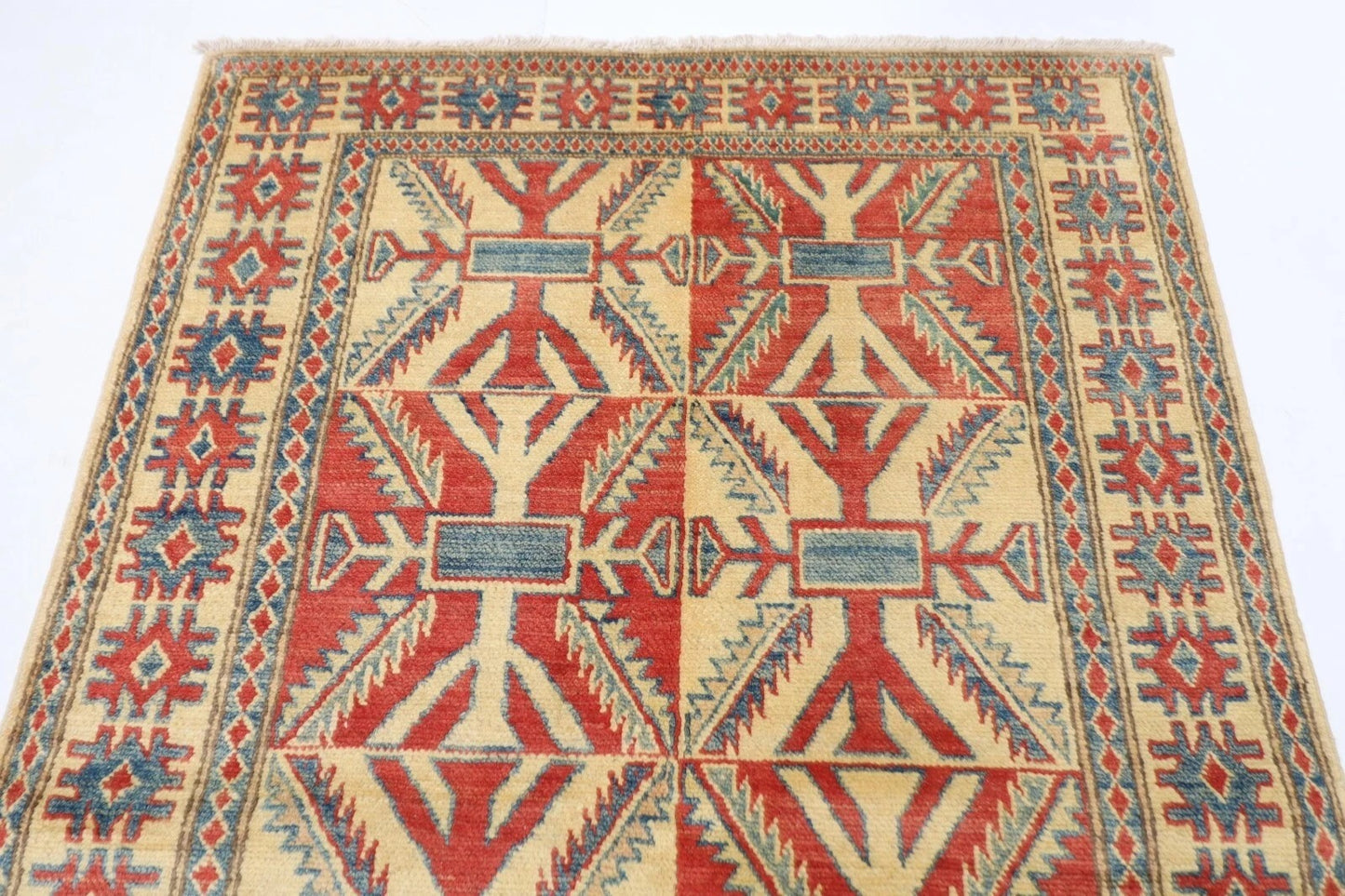 115 x 180 cm | Kazak Afghan Tribal Hand Knotted Veg Dye Wool carpet