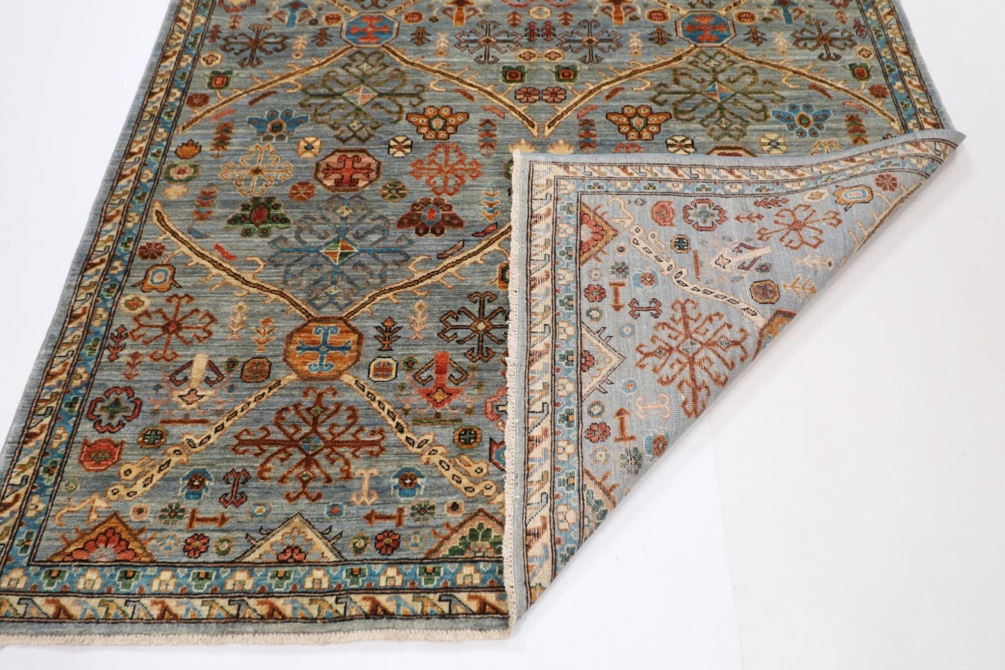 182 x 270 cm |  Gray Afghan Tribal Hand Knotted Veg Dye Wool carpet