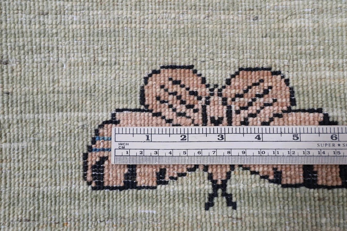 149 x 199 cm | Butterflies Afghan Tribal Hand Knotted Veg Dye Wool Carpet