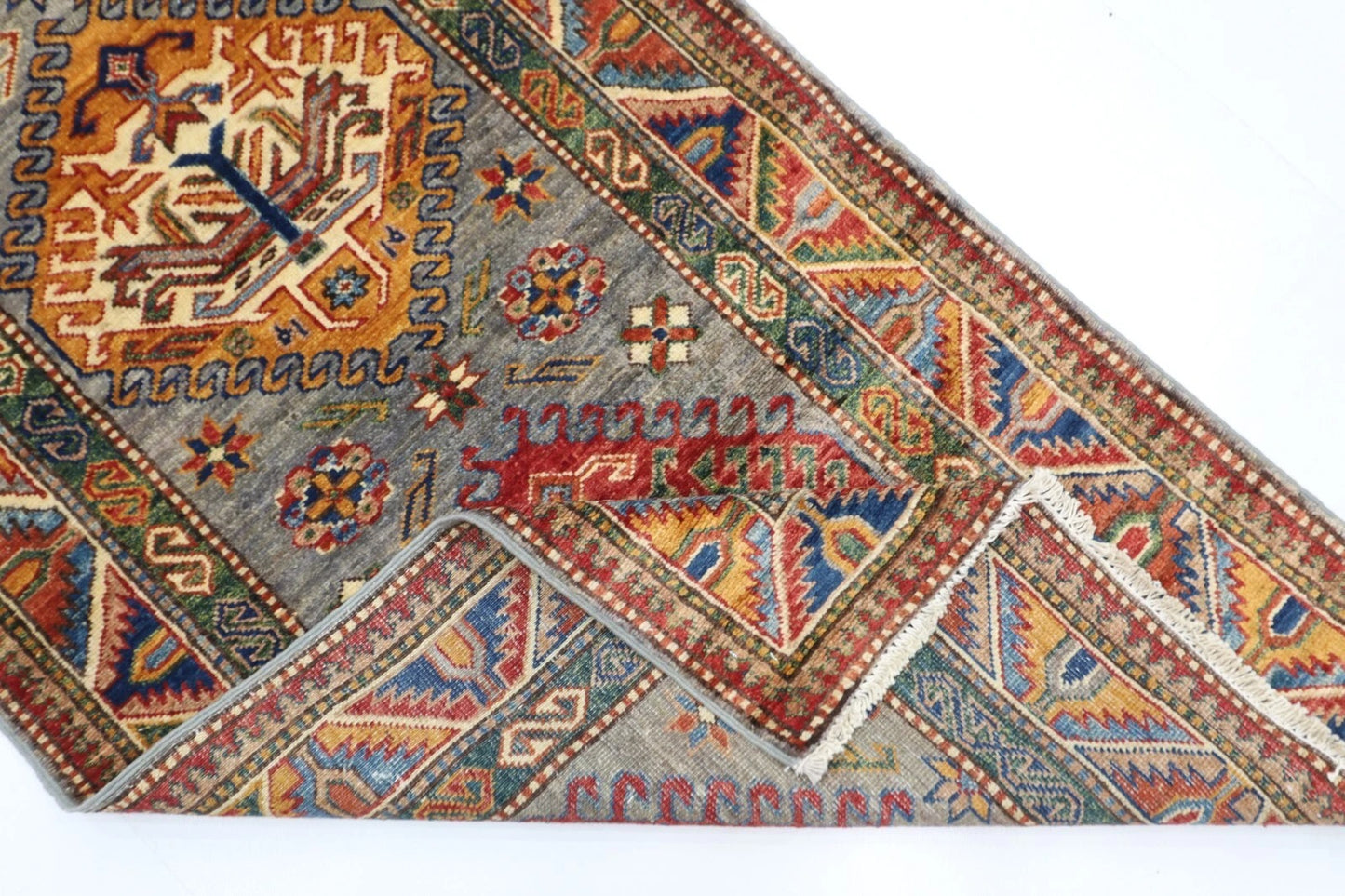 80 x 293 cm | Kazak Afghan Tribal Hand Knotted Wool Runner