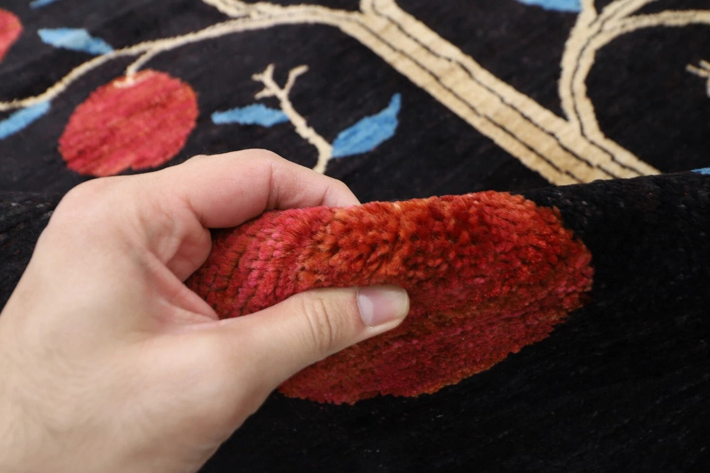 162 x 216 cm | Pomegranate Afghan Tribal Hand Knotted Veg Dye Wool Carpet
