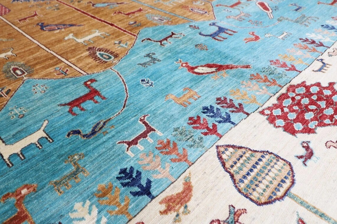 257 x 304 cm | Landscape Afghan Tribal Hand Knotted Carpet