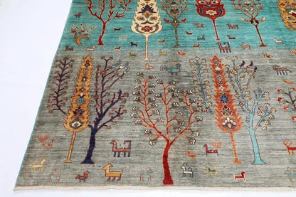 252 x 299 cm | Tree Afghan Tribal Hand Knotted Carpet