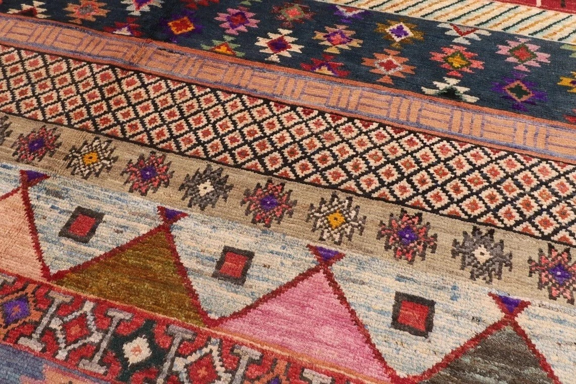 202 x 298 cm | Striped Gabbeh Afghan Tribal Hand Knotted Carpet