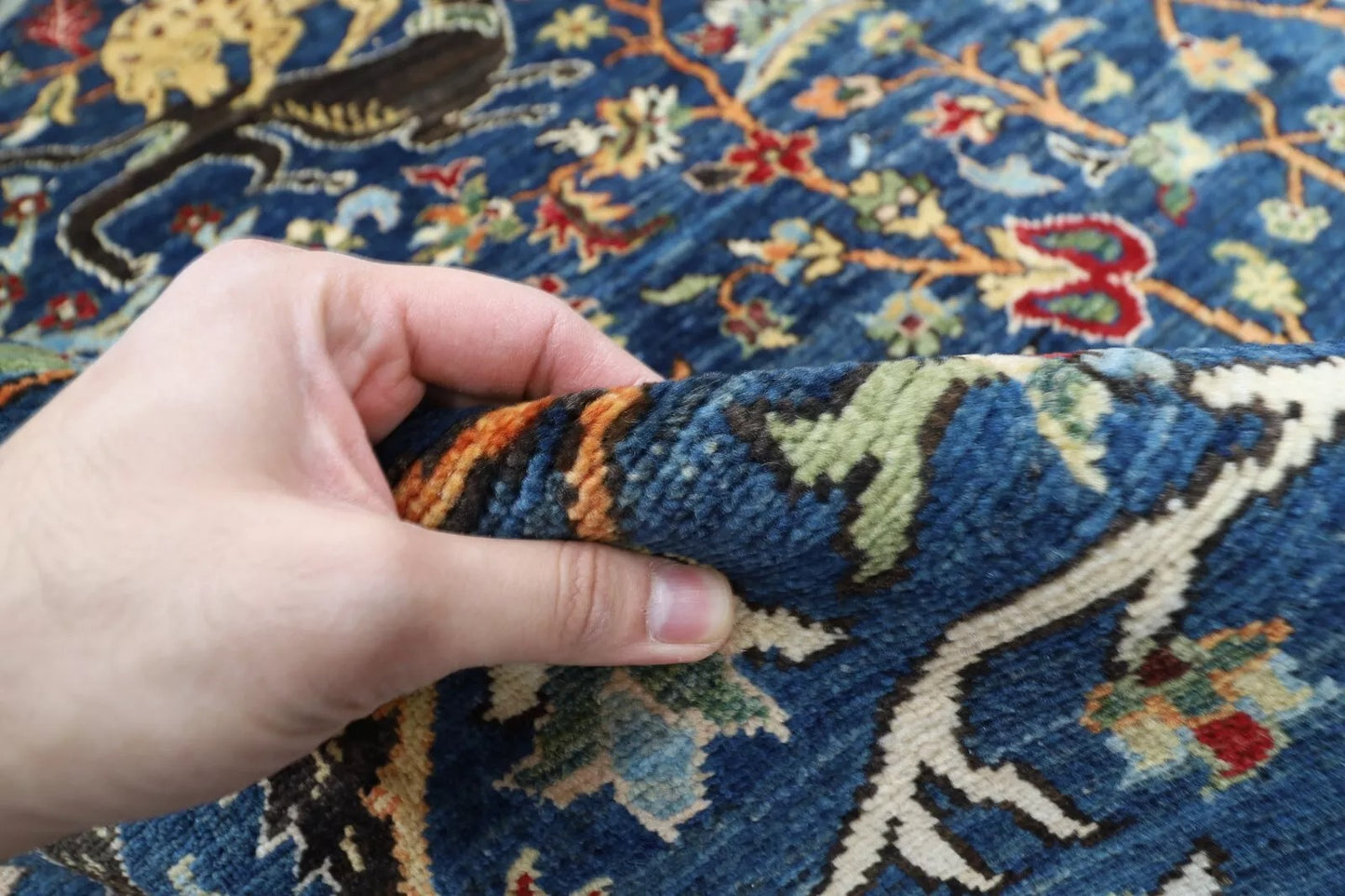 275 x 364 cm | Animal Hunting Afghan Tribal Hand Knotted Carpet