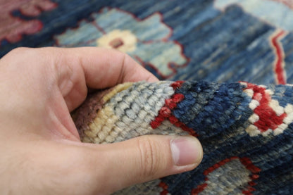 276 x 362 cm | Oushak Navy Afghan Tribal Hand Knotted Carpet