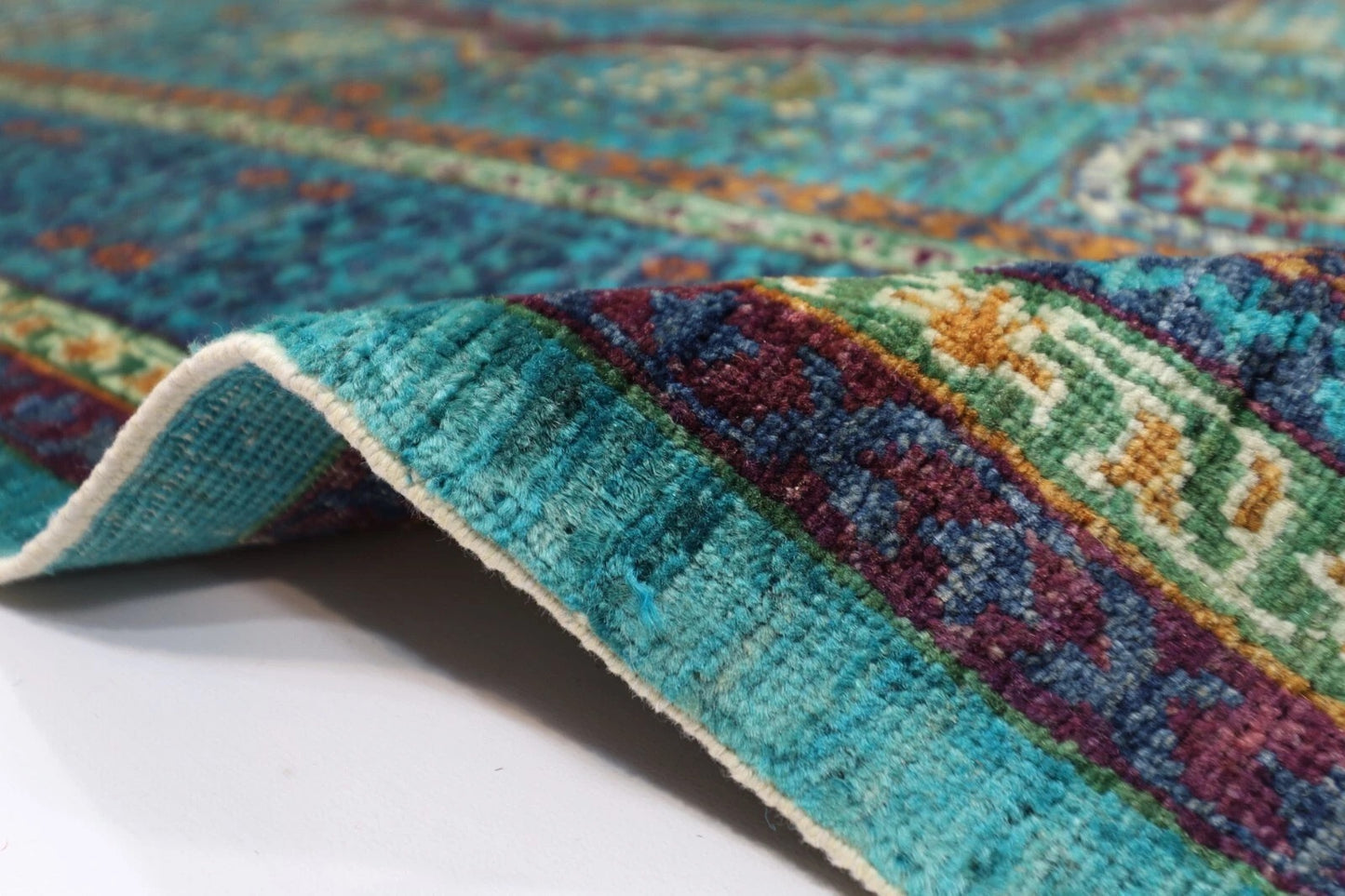 157 x 206 cm | Mamluk Turquoise Afghan Tribal Hand Knotted Veg Dye Wool carpet