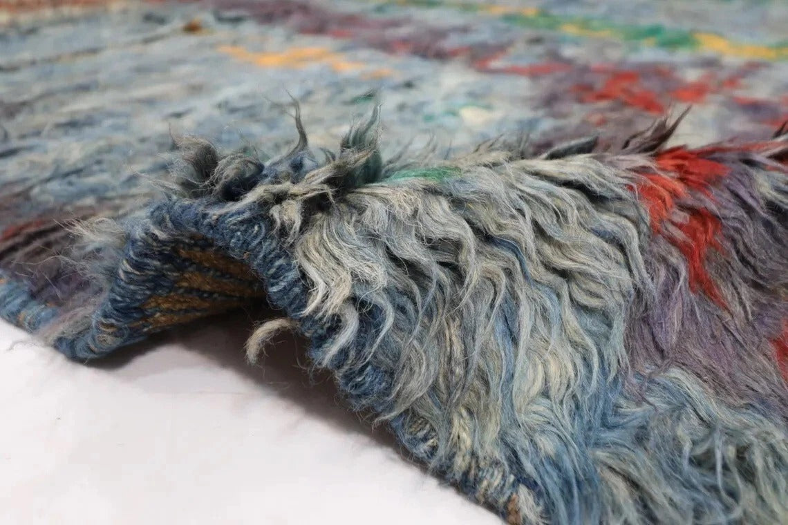 194 x 284 cm | Abstract Long Pile Afghan Tribal Hand Knotted Carpet