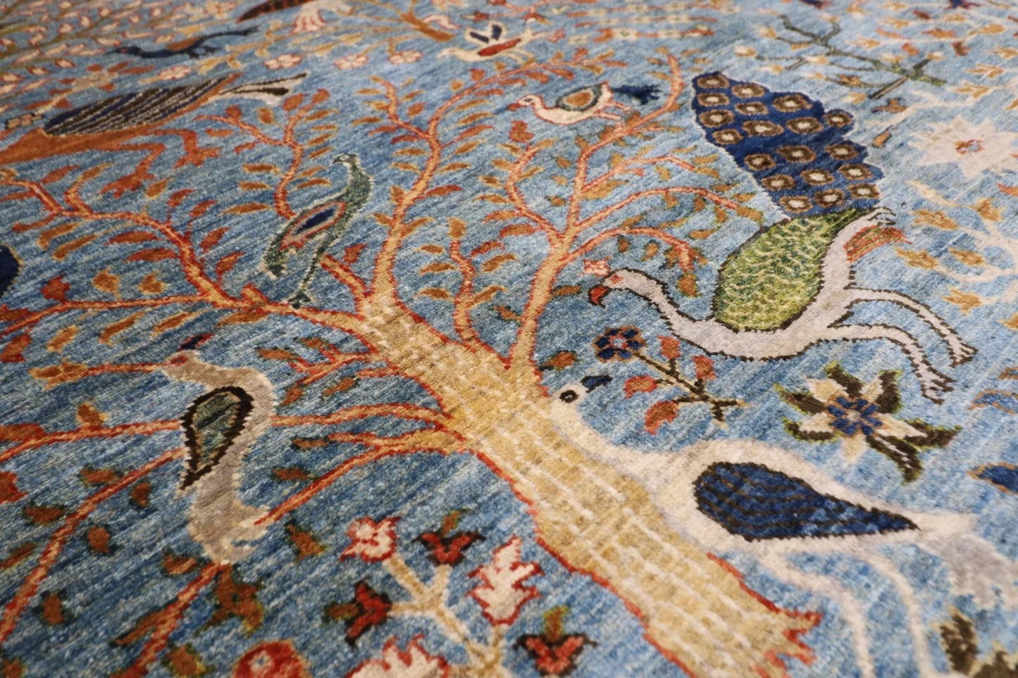 252 x 299 cm | Birds Afghan Tribal Hand Knotted Carpet