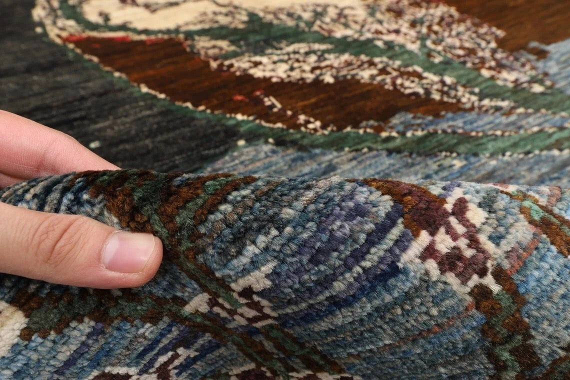 247 x 303 cm | Landscape Gabbeh Afghan Tribal Hand Knotted Carpet