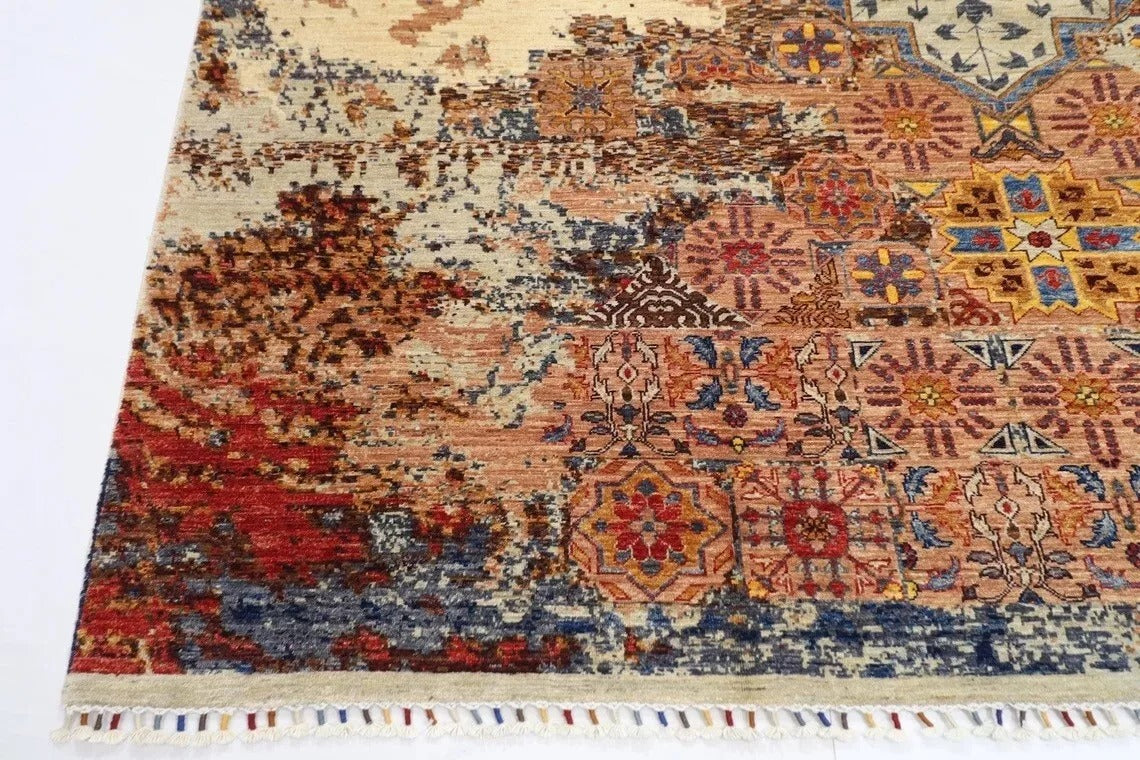 271 x 362 cm | Abstract Mamluk Afghan Hand Knotted Carpet