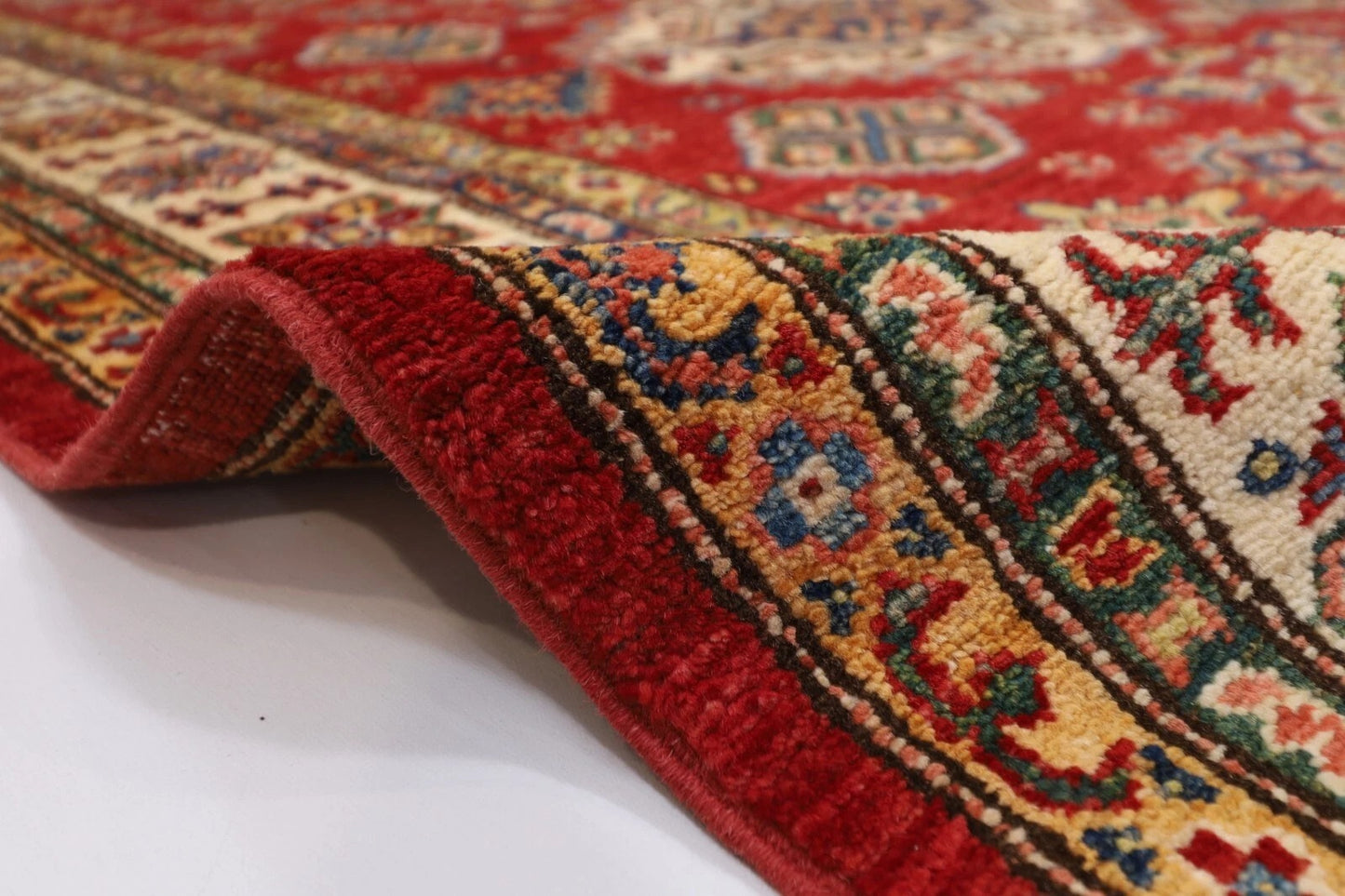 150 x 224 cm | Kazak Afghan Tribal Hand Knotted Veg Dye Wool Carpet