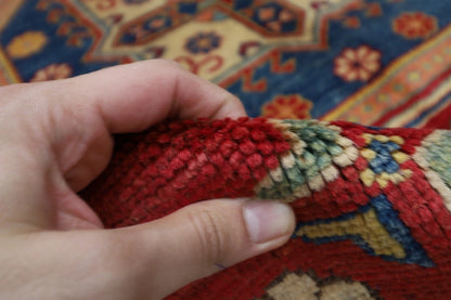 180 x 239 cm | Kazak Afghan Tribal Hand Knotted Veg Dye Wool Carpet