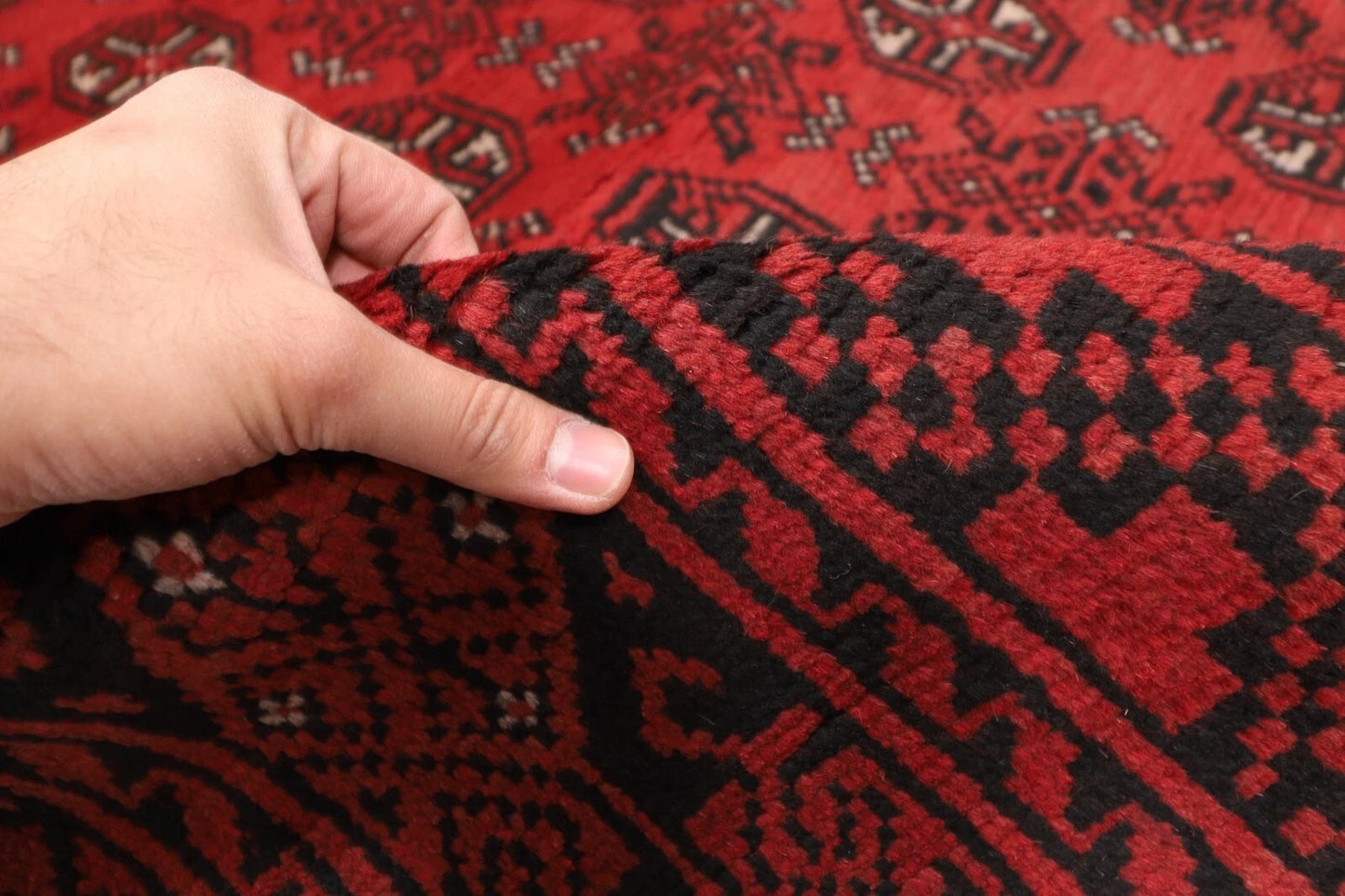 164 x 239 cm | Akja Bokhara Afghan Tribal Hand Knotted Veg Dye Wool Carpet