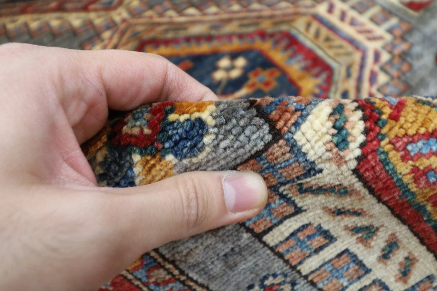 181 x 271 cm |  Kazak Gray Afghan Tribal Hand Knotted Veg Dye Wool carpet