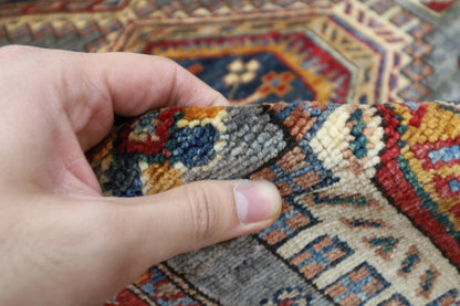 181 x 271 cm |  Kazak Gray Afghan Tribal Hand Knotted Veg Dye Wool carpet