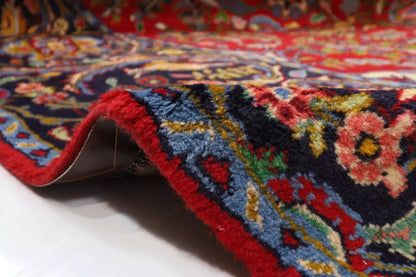 302 x 479 cm | Red Geometric Large Size Area Rug Hand Knotted Carpet Blue Color Rug