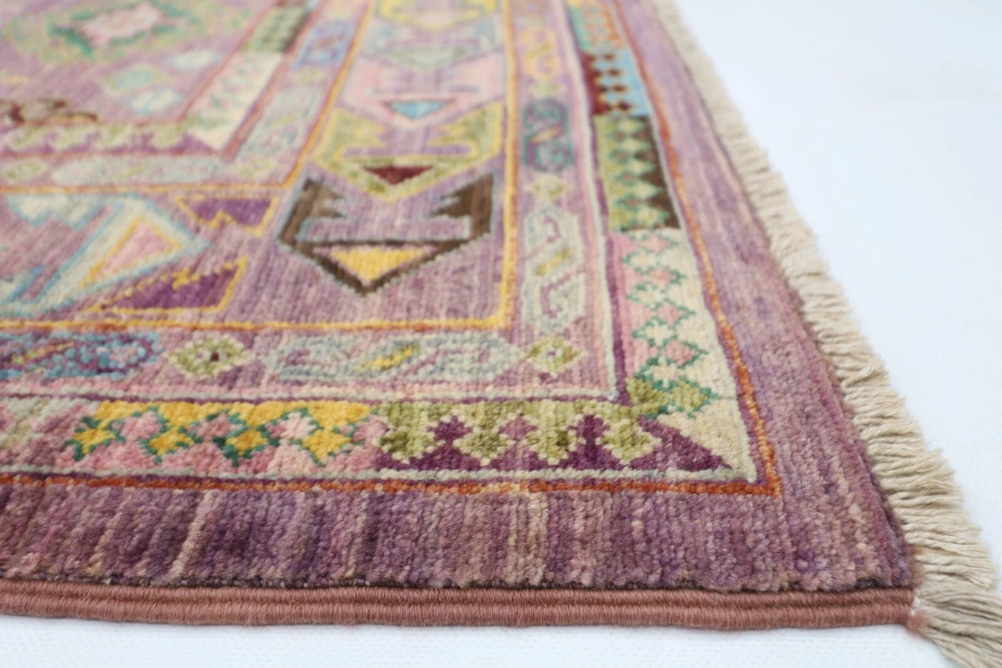 168 x 252 cm | Waziri Pink Afghan Tribal Hand Knotted Veg Dye Wool Carpet