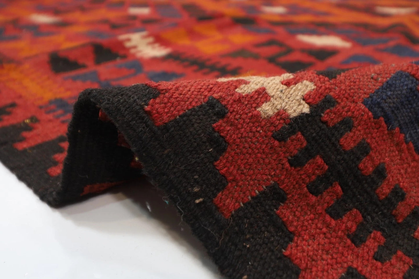 176 x 252 cm | Flat Weaved Afghan Tribal Hand Knotted Veg Dye Wool Carpet