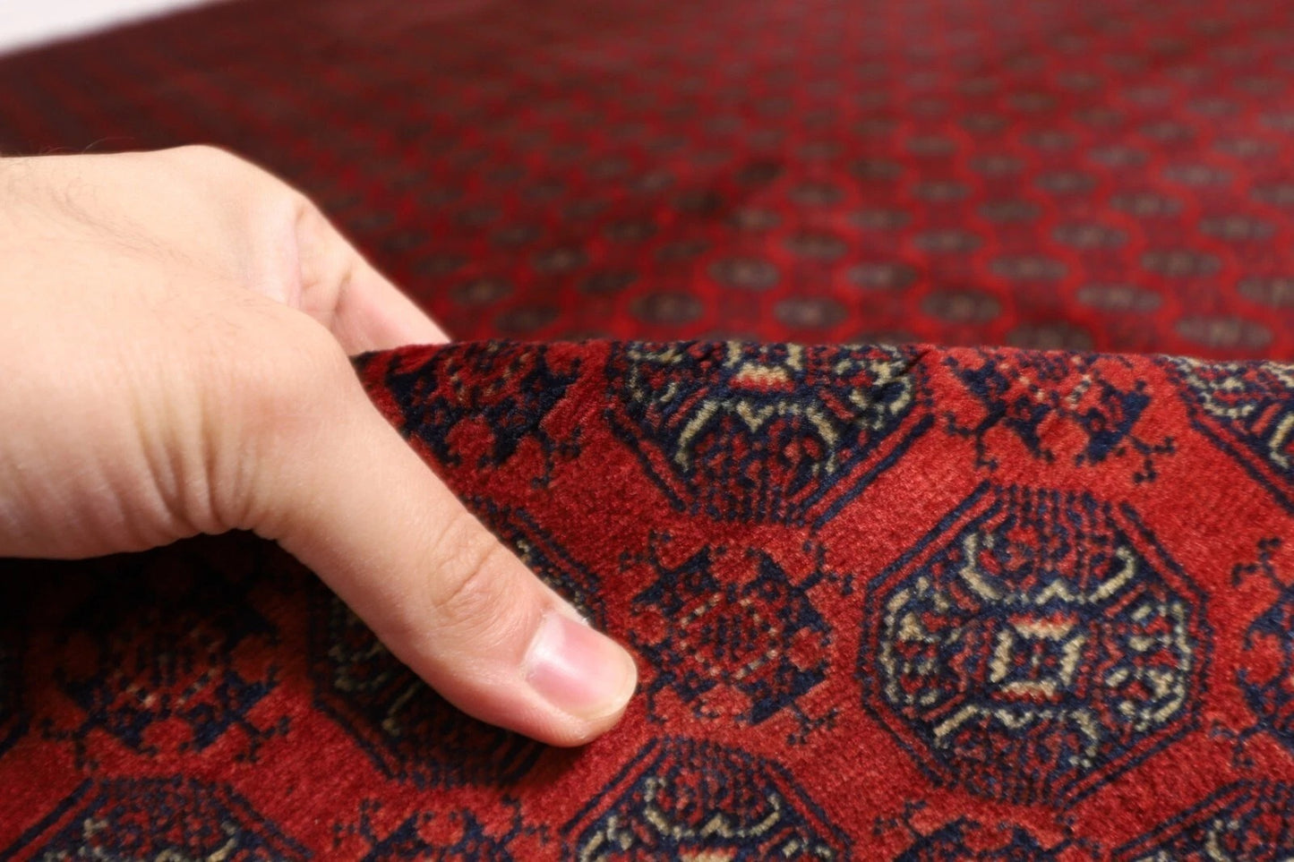 206 x 286 cm | Fine Mori Bokhara Afghan Tribal Hand Knotted Carpet