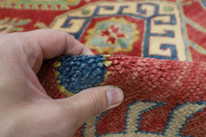 145 x 184 cm | Kazak Tribal Hand Knotted Veg Dye Wool Carpet
