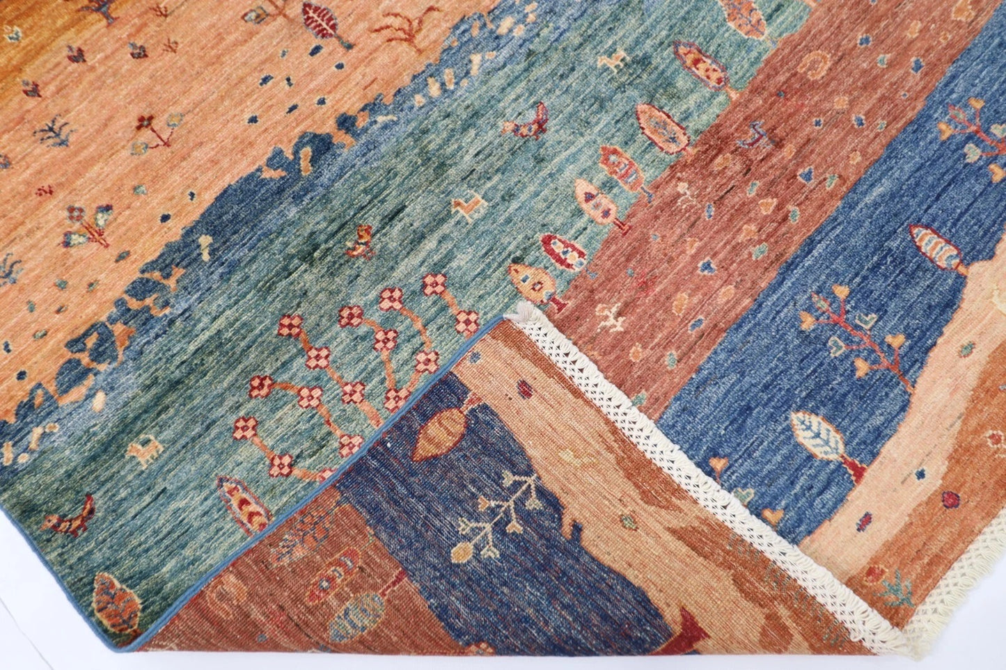 168 x 230 cm | Landscape Afghan Tribal Hand Knotted Veg Dye Wool Carpet