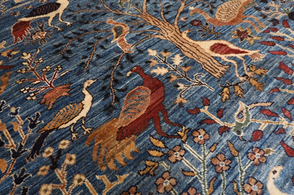 153 x 200 cm | Birds Afghan Tribal Hand Knotted Veg Dye Wool Carpet