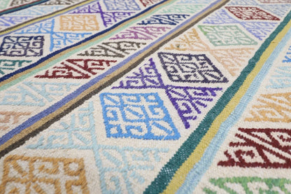197 x 295 cm | Flat weaved Afghan Tribal Hand Knotted Carpet