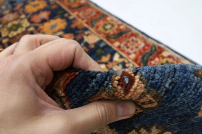 73 x 935 cm | Long Navy Blue Afghan Tribal Hand Knotted Wool Runner
