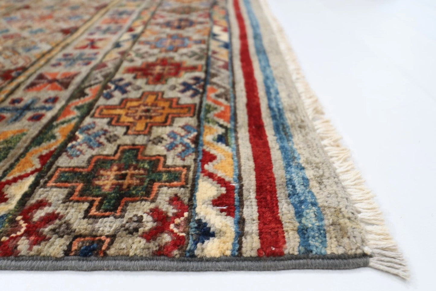 175 x 240 cm | Striped Afghan Tribal Hand Knotted Veg Dye Wool Carpet