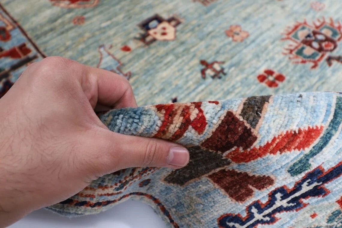 183 x 263 cm | Gabbeh Animal Blue Afghan Tribal Hand Knotted Veg Dye Wool Carpet