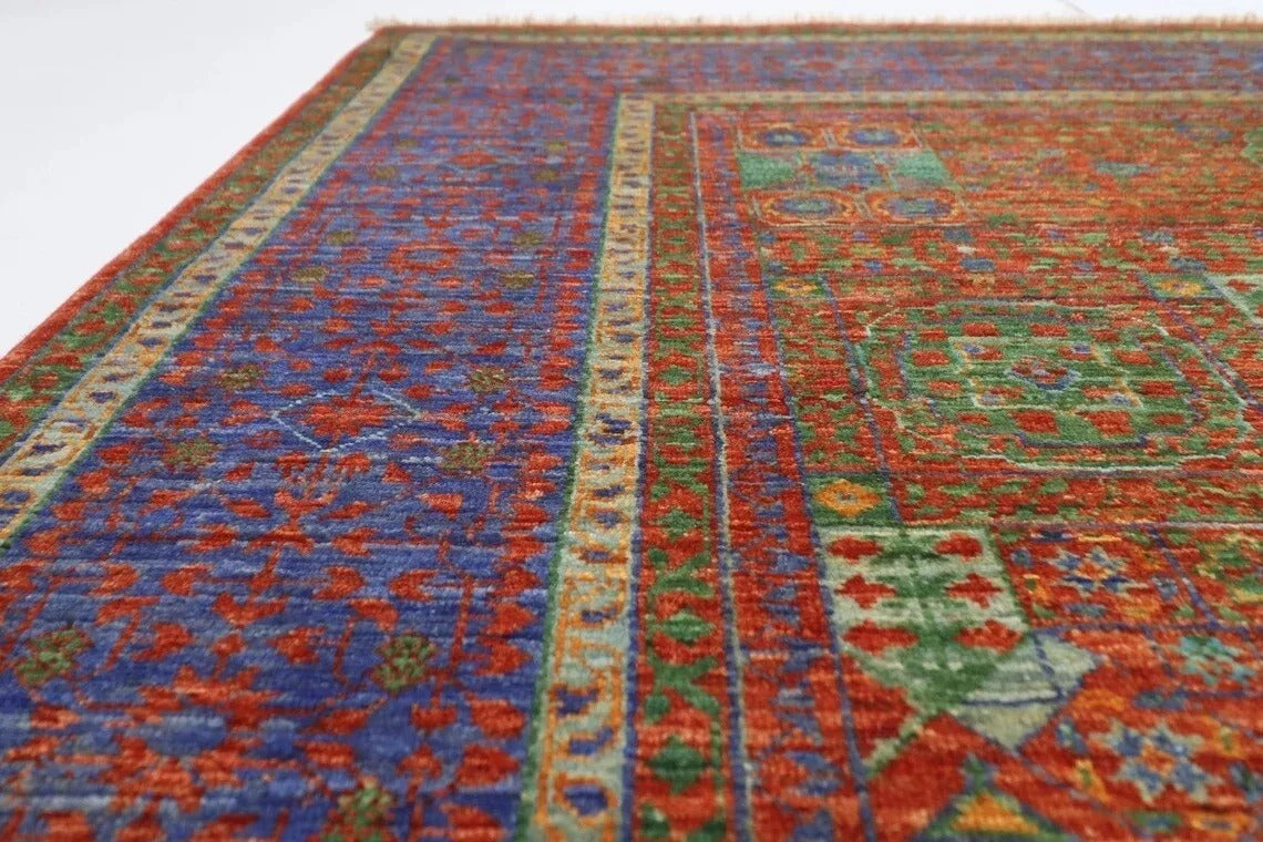 156 x 200 cm | Mamluk Afghan Tribal Hand Knotted Veg Dye Wool Carpet