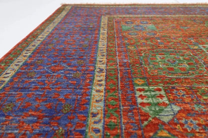 156 x 200 cm | Mamluk Afghan Tribal Hand Knotted Veg Dye Wool Carpet