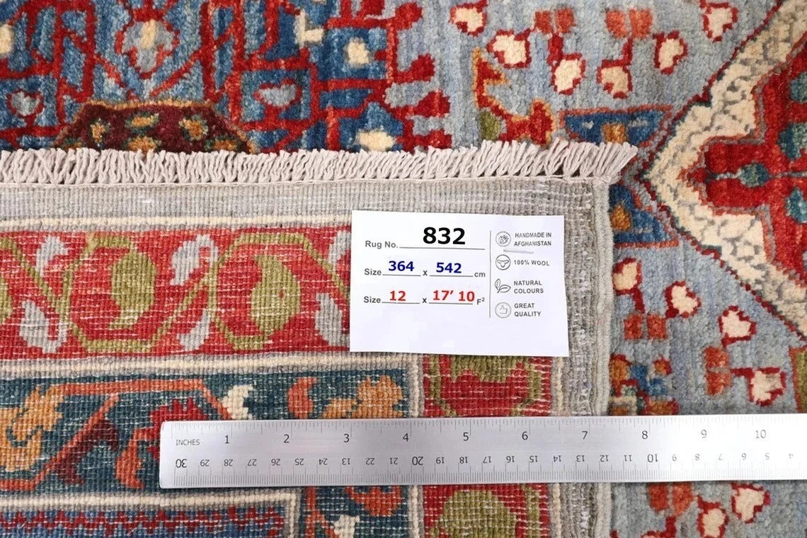364 x 542 cm | Gray Mamluk Large Size Area Rug Hand Knotted Carpet Living Room Rug