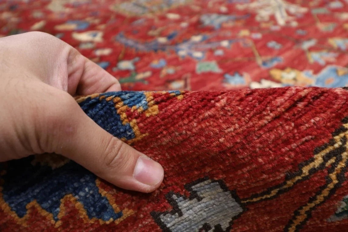 275 x 356 cm | Red Oriental Afghan Tribal Hand Knotted Carpet