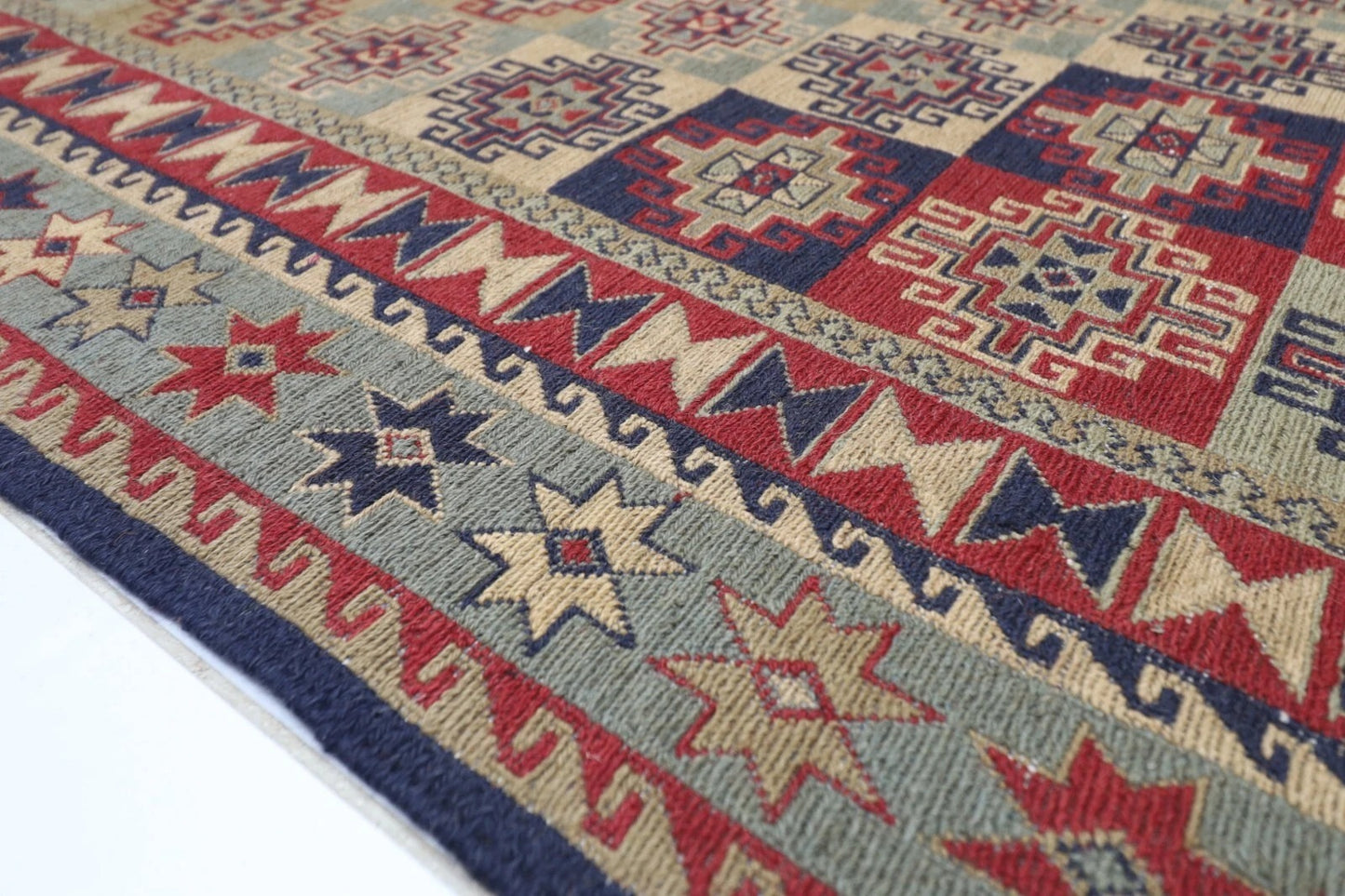 229 x 301 cm | Sumak Afghan Tribal Hand Knotted Kilim