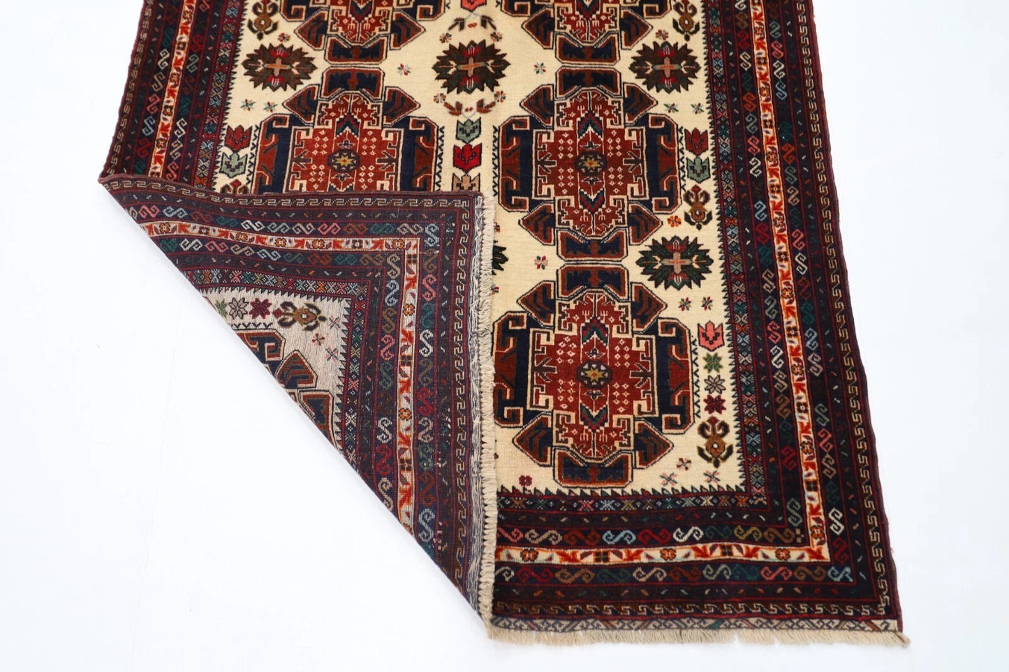 113 x 204 cm | Baluch Afghan Tribal Hand Knotted Veg Dye Wool carpet