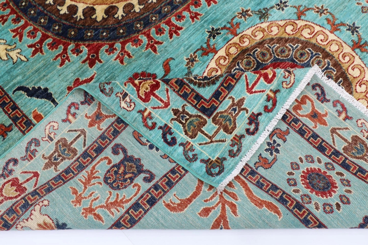 200 x 294 cm | Suzani Turquoise Afghan Tribal Hand Knotted Carpet