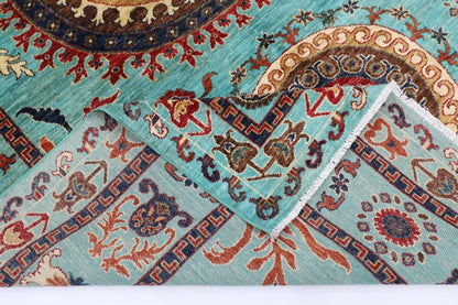 200 x 294 cm | Suzani Turquoise Afghan Tribal Hand Knotted Carpet