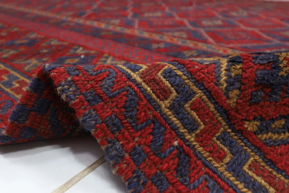 206 x 276 cm | Vintage Flat Weaved Carpet Kilim Afghan Tribal Hand Knotted Carpet